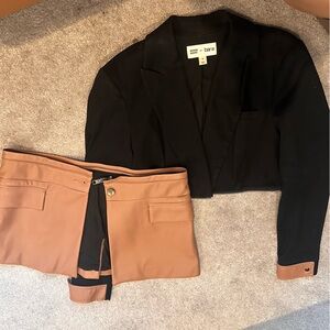 Bar iii black blazer with leather detail